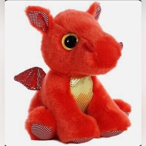 Aurora Dragon flame red Small Sparkle Tales 7" - Enchanting Stuffed Animal plush